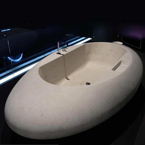 Luxury Egg-Shape Stone Carved Free-Stand Bathtub