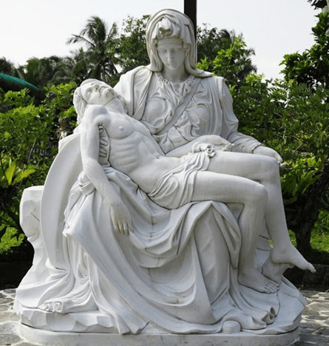 marble statue of Mary and Jesus The Pieta