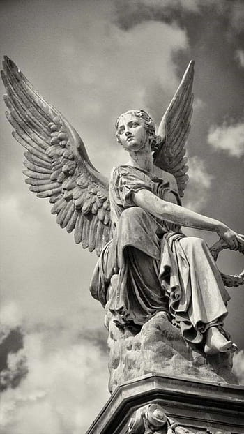 marble angel statue posing