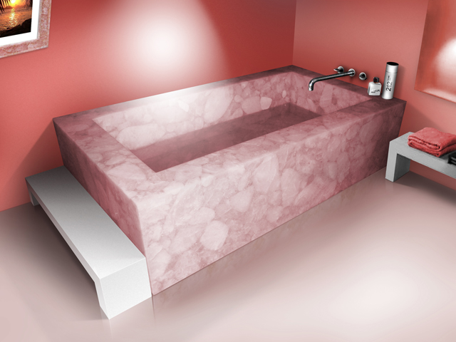 Rectangular Rose Quartz Bathtub