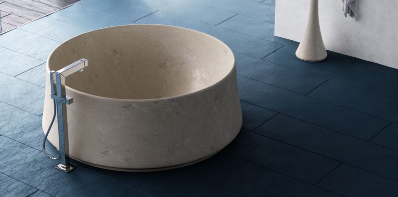 Round Marble and Stone Bathtub - Cratere